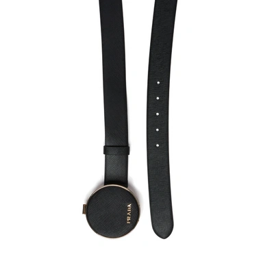 Prada Calfskin Leather Belt In Black