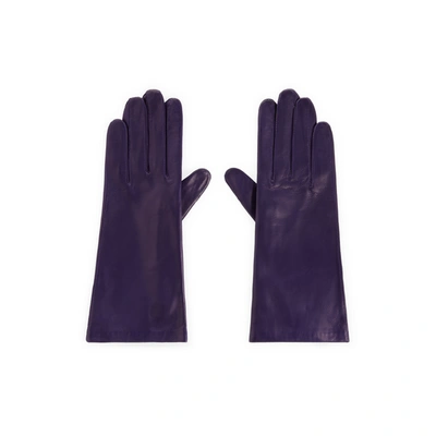 Maison Fabre Leather Gloves In Blue