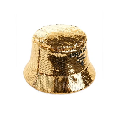 Prada Sequinned Bucket Hat In Neutrals