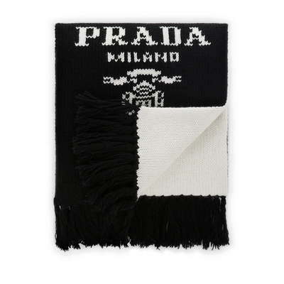 Prada Virgin Wool And Cashmere-blend Scarf In Black