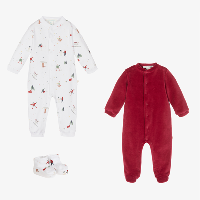 Marie-chantal Red Cotton Babysuit Gift Set