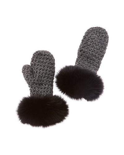 Surell Accessories Fleece-lined Knit Mittens In Black