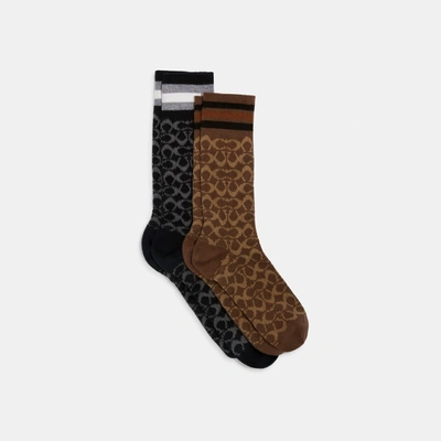 Coach Outlet Signature Calf Length Socks In Multi