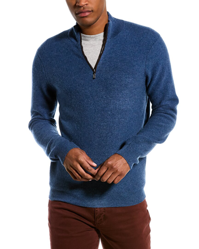 Magaschoni Cashmere 1/4-zip Mock Neck Sweater In Blue