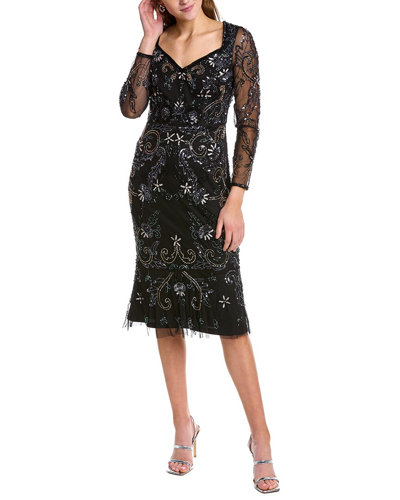 Adrianna Papell Embellished Cocktail Dress In Black