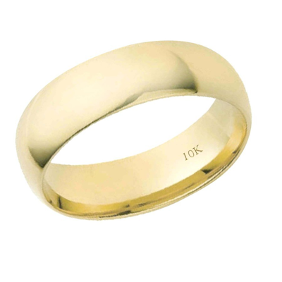 Maulijewels 6mm 10k Solid Yellow Gold Men's & Women's Gold Wedding Band In Ring Size 10 In Gold Tone,yellow