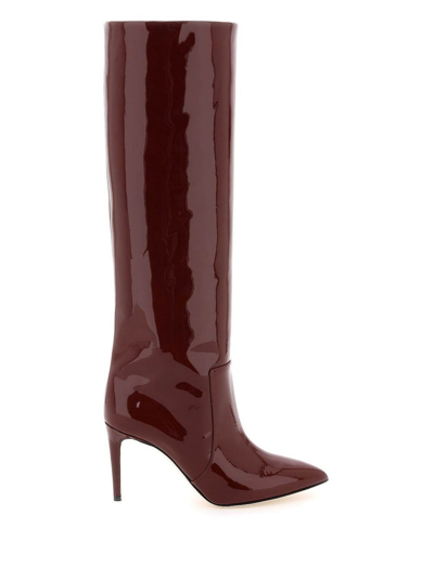 Paris Texas Patent Leather Stiletto Boots In Red