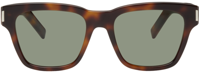Saint Laurent Tortoiseshell Sl 560 Sunglasses In Havana-havana-green