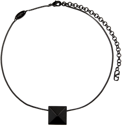 ネックレス・ペンダント VALENTINO GARAVANI BLACK NECKLACE Metal Rockstud Necklace for Man in Ruthenium | Valentino US