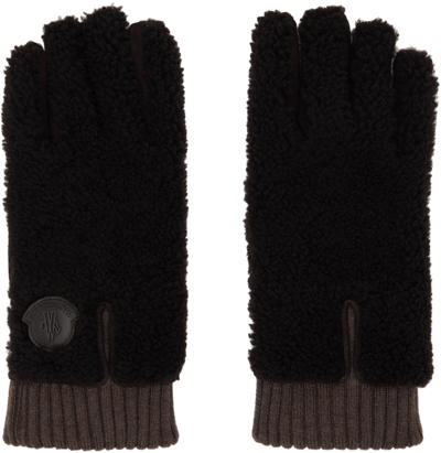 Moncler Handschuhe Aus Shearling In Brown
