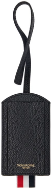 THOM BROWNE BLACK LEATHER LUGGAGE TAG