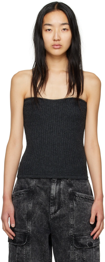 Isabel Marant Ribbed-knit Strapless Bandeau Top In 02an Anthracite
