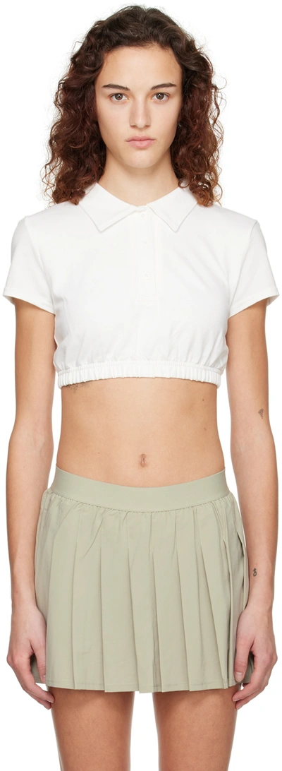 Alo Yoga Cropped Prestige Polo Top In White