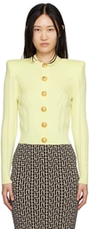 BALMAIN YELLOW GOLD BUTTON CARDIGAN