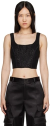 Frame Beaded Silk Corset Crop Top In Noir