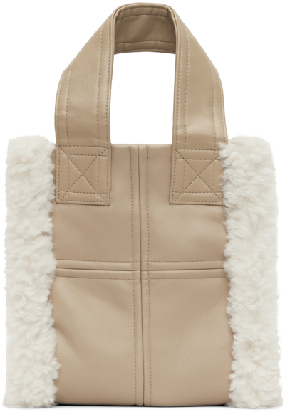 Stand Studio Lisetnis Faux-fur Tote Bag In 10500 Sand/off White