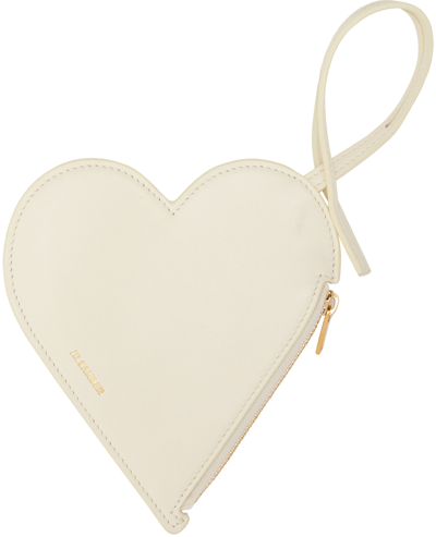 Jil Sander Off-white Heart Coin Pouch In 106 Off White