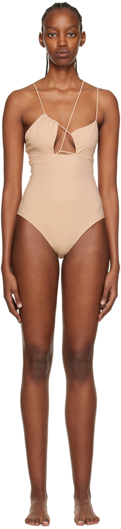 Nensi Dojaka Sssense Exclusive Beige Strappy One-piece In 509 Chanter