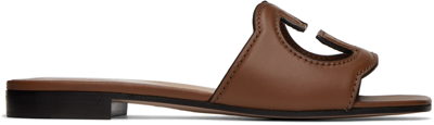 Gucci Interlocking G Cutout Leather Sandal In Tan