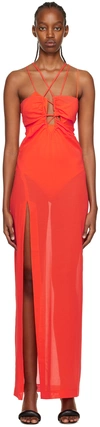Nensi Dojaka Ssense Exclusive Orange Semi-sheer Cover Up In 489 Spicy Orange