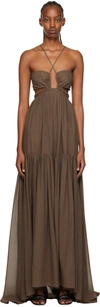 Nensi Dojaka Ssense Exclusive Brown Semi-sheer Cover Up In 492 Desert Palm