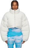 Vtmnts White Cropped Shearling Jacket In Cream