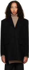 Olenich Black Notched Coat In Black
