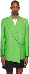 Alexander Mcqueen Drop-hem Double-breasted Boxy Blazer Jacket In 3024 Acid Green