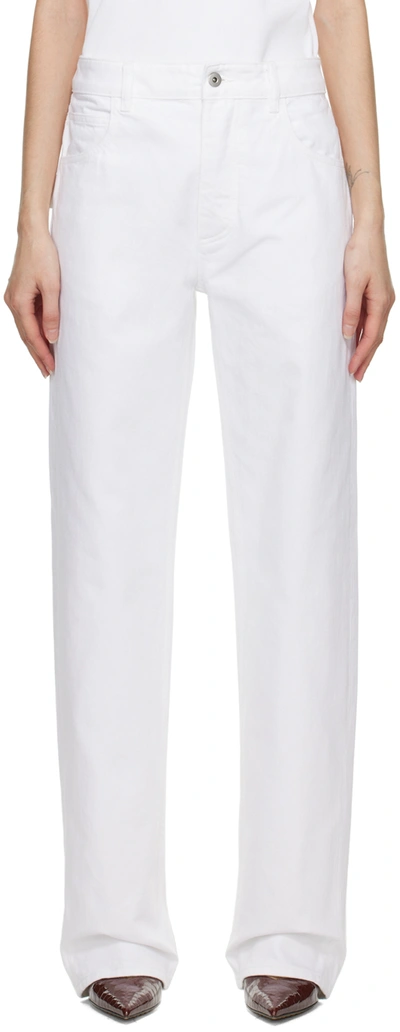 Bottega Veneta White Flared Jeans In Soft Denim