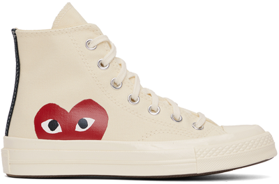 Comme Des Garçons Play Off-white Converse Edition Chuck 70 Hi Sneakers In Beige