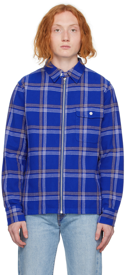 Rag & Bone Dalton Checked Brushed Cotton-blend Overshirt In Blue