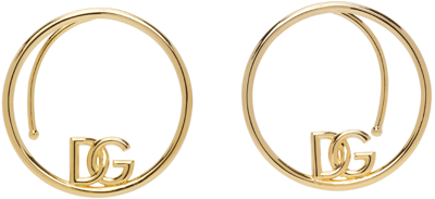 Dolce & Gabbana Dg Logo Hoop Earrings In Gold