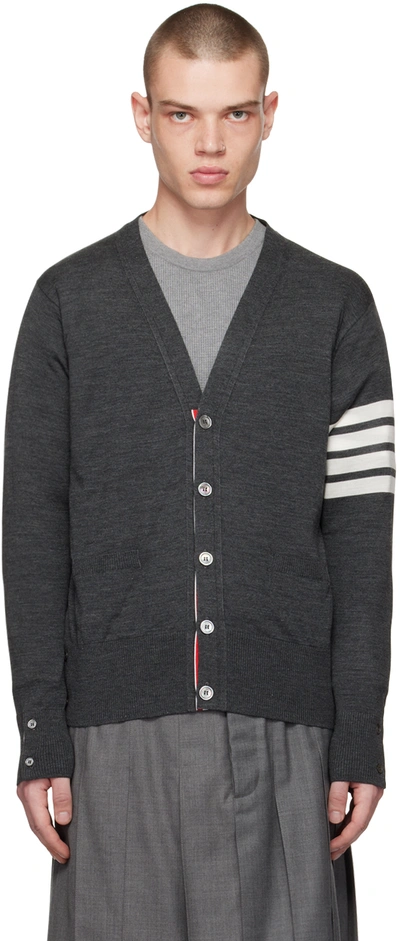 Thom Browne Gray Classic 4-bar Cardigan In 022 Dark Grey