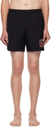 Alexander Mcqueen Black Embroidered Swim Shorts In 1000 Black