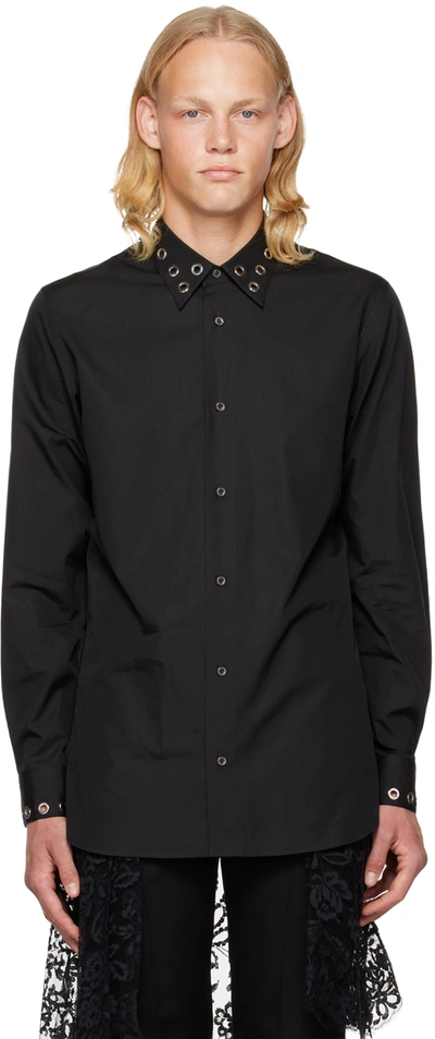 Alexander Mcqueen Black Eyelet Shirt In 1000 Black
