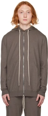 Rick Owens Drawstring Zip-up Hoodie In 34 Dust