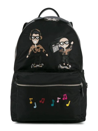 Dolce & Gabbana Patch Embroidered Backpack In Black