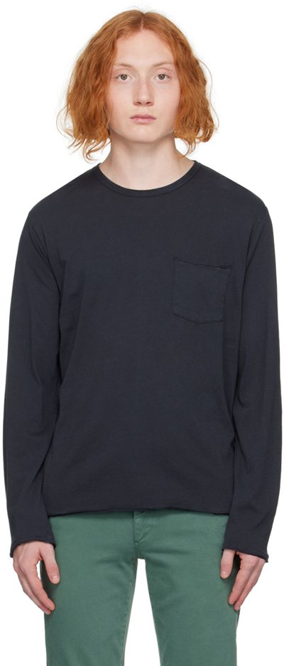 Rag & Bone Miles Pocket Organic-cotton Long-sleeved T-shirt In Dark Grey