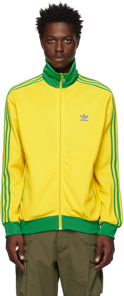 Adidas Originals Yellow & Green Beckenbauer Track Jacket In Team Yellow/team Gre
