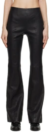Rag & Bone Leather Flared Fit Simone Pants With Back Zip In Black