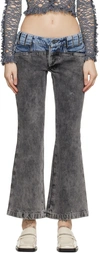 Barragan Ssense Exclusive Blue & Black Cruz Flare Leg Jeans In Acid Blue/acid Black