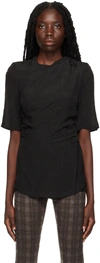 Elleme Black Drapped T-shirt In Black