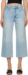 Frame Ali Exposed Button High Waist Raw Hem Crop Wide Leg Jeans In Bilson