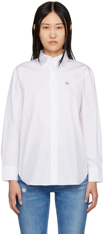 Maison Kitsuné Maison Kitsune Fox Head Embroidery Shirt In White