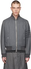Thom Browne Wool And Cashmere-blend Down Bomber Jacket In 035 Med Grey