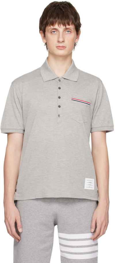 Thom Browne Gray Pocket Polo In 055 Lt Grey