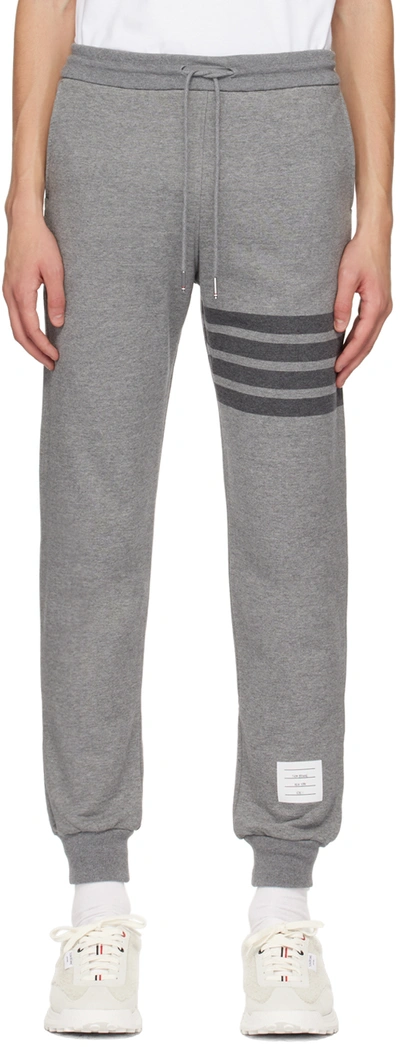 Thom Browne Track Pants Wool Drawstring Waist In Gray