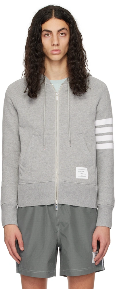 Thom Browne Grey Classic Full Zip Hoodie In Grey