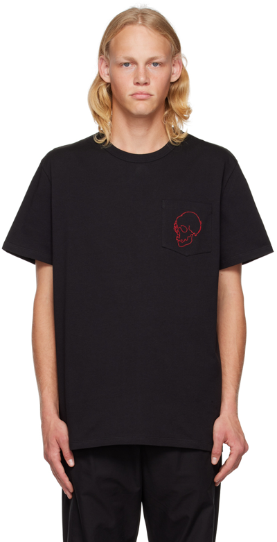 Alexander Mcqueen Embroidered Cotton Jersey T-shirt In Black