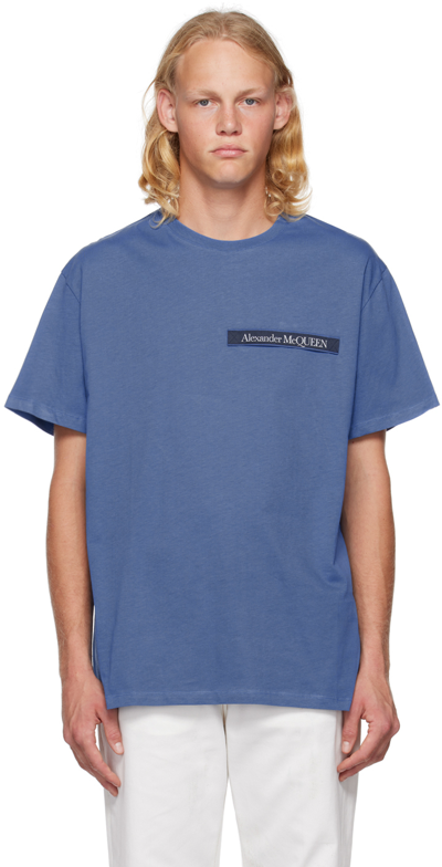 Alexander Mcqueen Blue Selvedge Tape T-shirt In 0923 Cobalt/mix